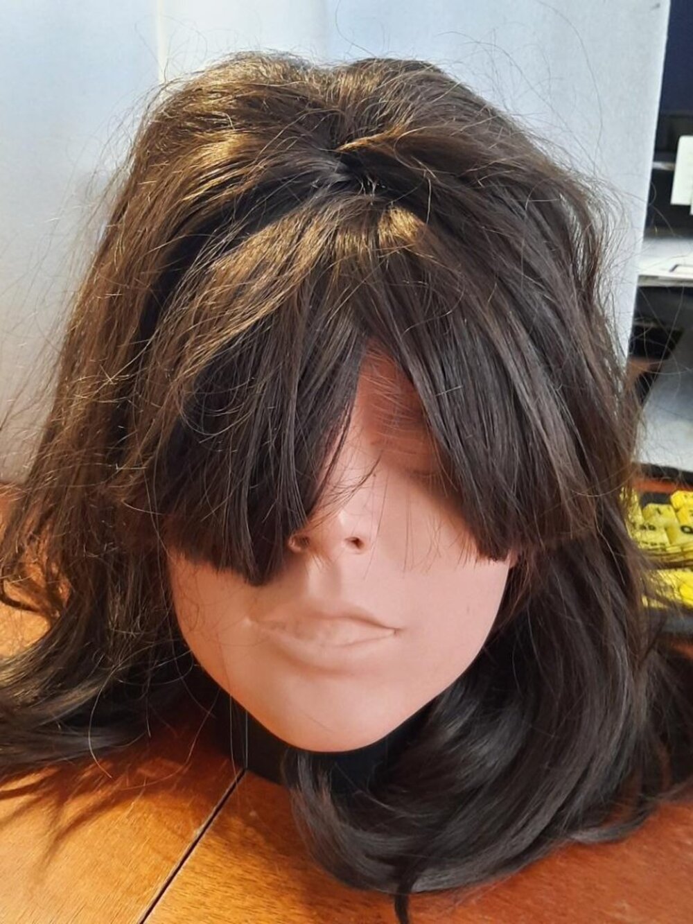 NEW With Tag ! WMN 15" inch Wear&Go Glueless Wig Human Hair Straight Dark Brown